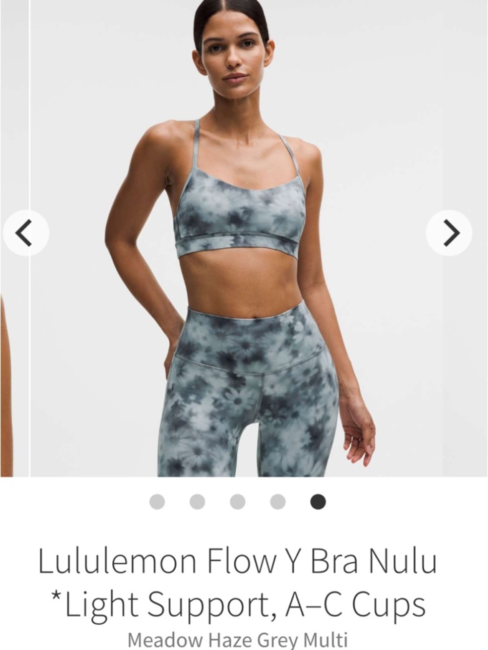 NWT Lululemon athletica Flow Y Nulu Bra in Meadow Haze Grey Multi